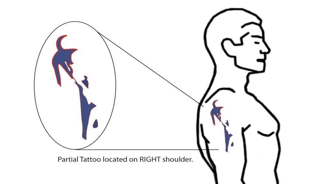 An image showing what is visible of a tattoo on the body of a man pulled form the Neuse River April 25, 2017.