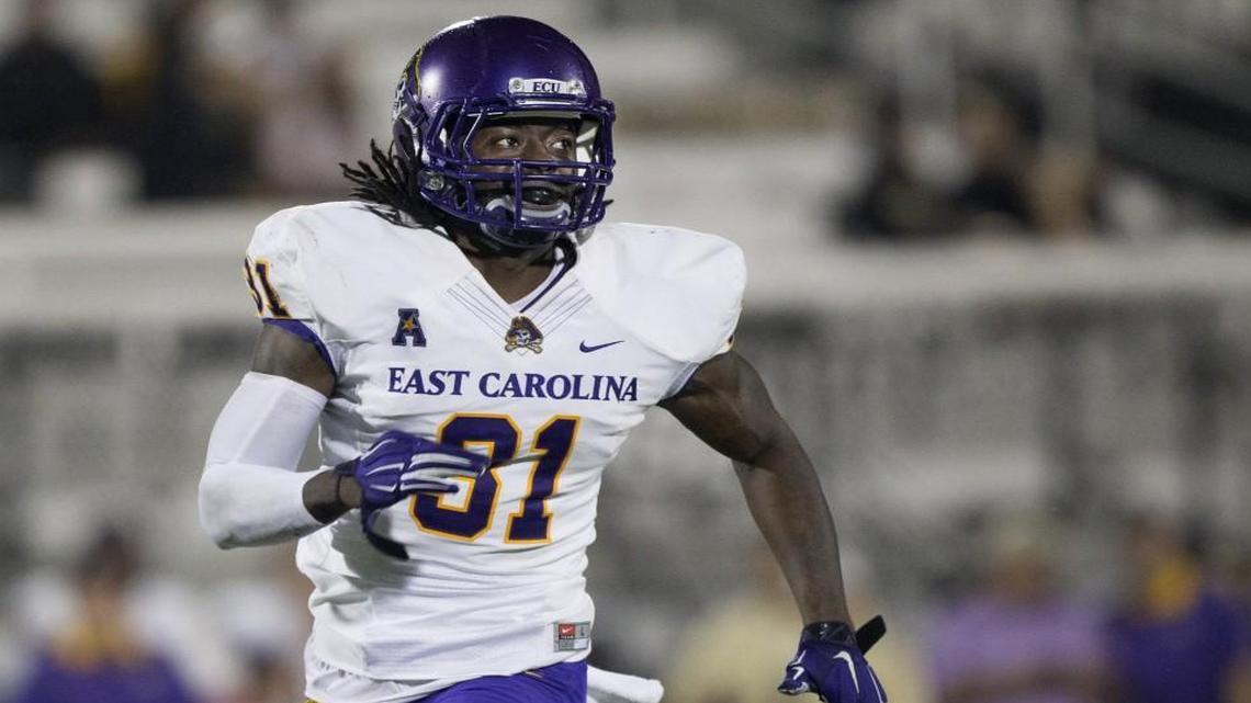 East Carolina Pirates defensive back Domonique Lennon runs down field in this file photo from the Pirates game against Central Florida in November 2015 in Orlando, Fla.