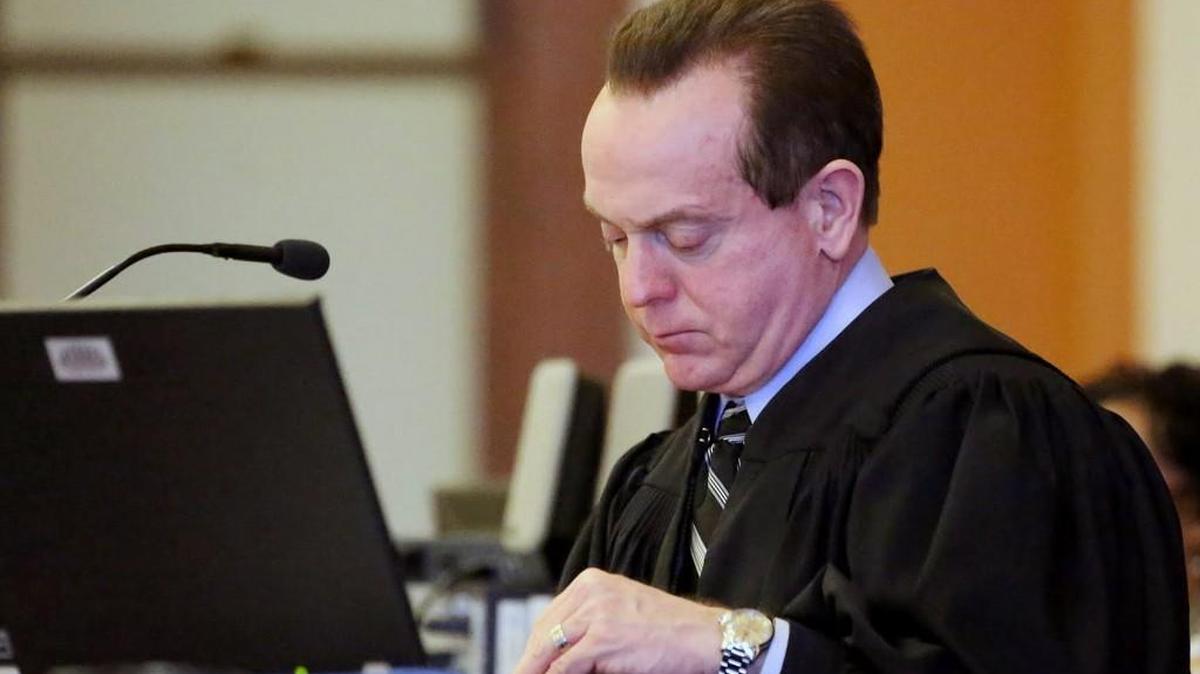 Judge Arnold O. Jones works from the bench during a trial in Goldsboro, NC. Jones was sentenced in federal court on Wednesday, after being accused in 2015 of trying to bribe an FBI agent with beer and cash to obtain copies of text messages involving members of his family.