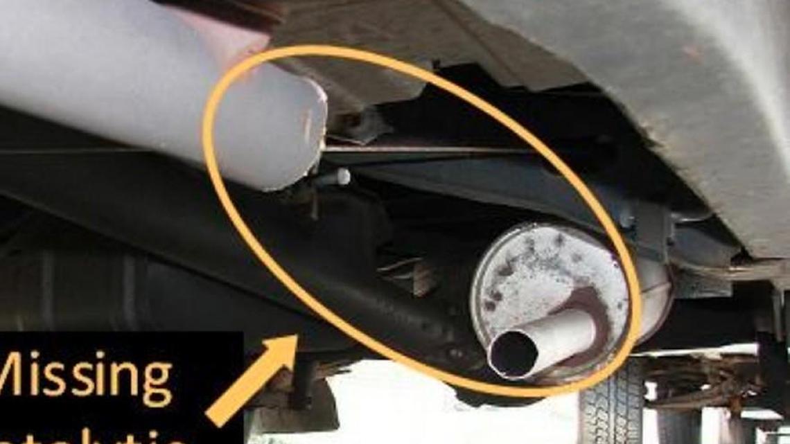 Chapel Hill police posted this photo to social media as an example of what a missing catalytic converter looks like on the underside of a vehicle.