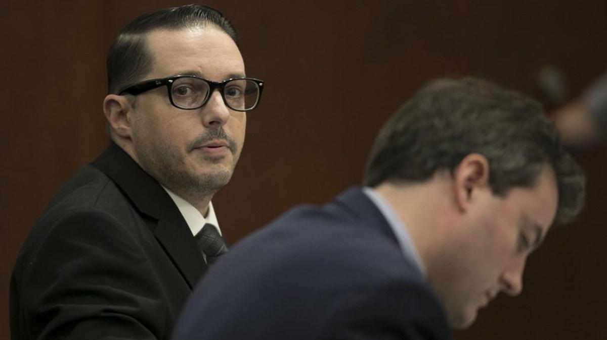 Chad Copley, left, is shown during the second day of his murder trial on Friday, February 16, 2018, at the Wake County Justice Center in Raleigh, N.C. He is charged with murder in the Aug. 7, 2016, death of 20-year-old Kouren-Rodney Bernard Thomas.