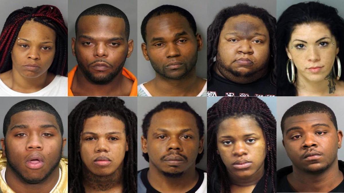 Federal prosecutors say 10 members of a violent street gang who operated near downtown Raleigh have been indicted on racketeering charges and other related offenses, including the murders of two rival gang members in 2008 and 2009. Local and federal authorities have accused the 10 of being members of the “Black Mob Gangstas/Donald Gee Family,” described by investigators as a Bloods street gang, according to a U.S. Department of Justice press release. Arrested were, clockwise from top left, Brenda Joyce Brown, also known as “Lady Banga,” 32; Demetrice Regus Devine, who is also known as “Respect,” 34; Dontaous Demond Devine, also known as “Scooch” and “Boochie,” 28; Christopher Darnell Evans, also known as “Racks” and “Snacks,” 27; Katherine Victoria Gast, also known as “Kat Snacks,” 25; Jamario Keon Jones, also known as “Spect Junior” and “Skeeno,” 24; Brandon Jowan Mangum, also known as “B-Easy,” 28; Cleveland McNair, also known as “Blee,” 33; Shaiona Marie Smith, also known as “Slyfox,” 22 and Demetrius Deshaun Toney, also known as “Meat,” 24.