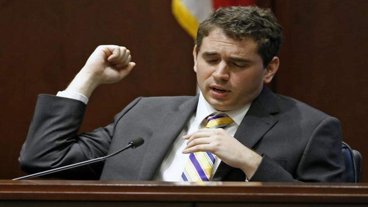
Nation Hahn describes for the jury the attack on his wife, Jamie, in their North Raleigh home in 2013. Hahn testified that he came downstairs to see Jonathan Broyhill standing over Jamie Hahn with a knife. He said he tried to take the weapon from Broyhill.
