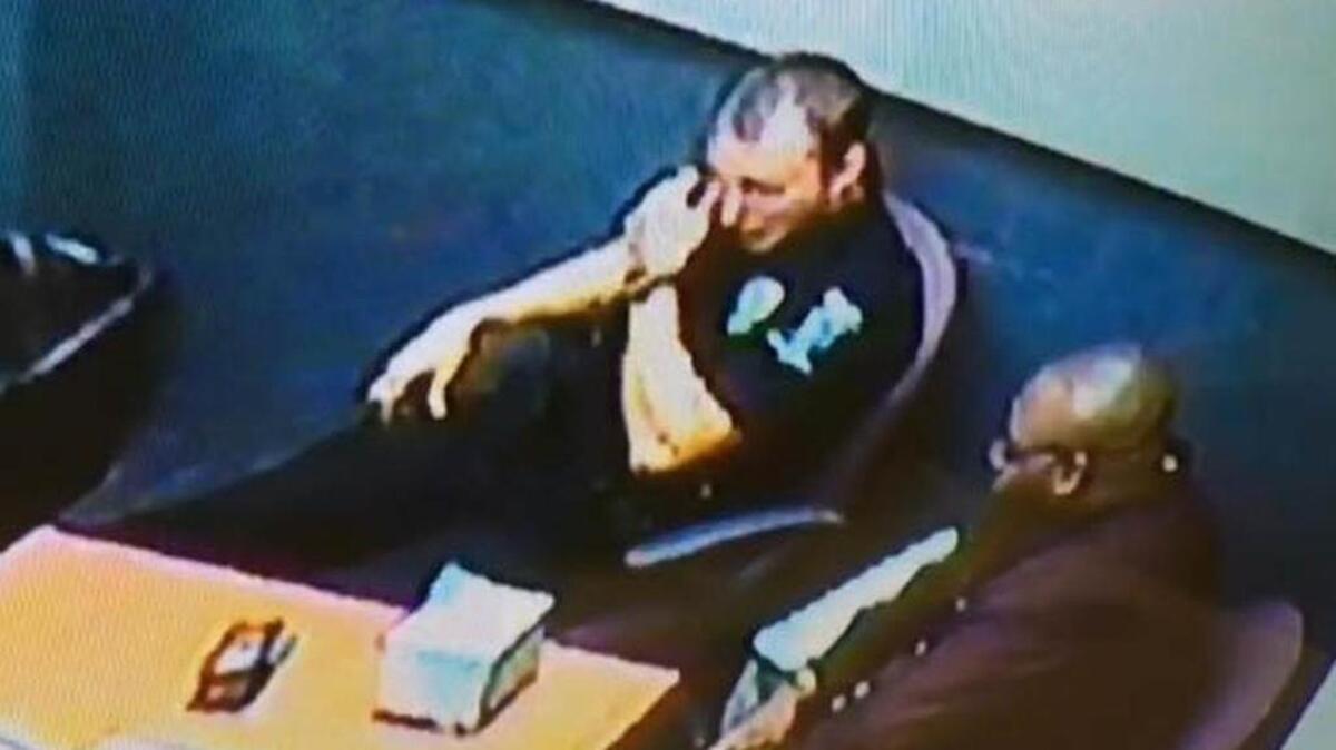 
Video image of officer Randall Kerrick’s interview by investigators after the shooting.
