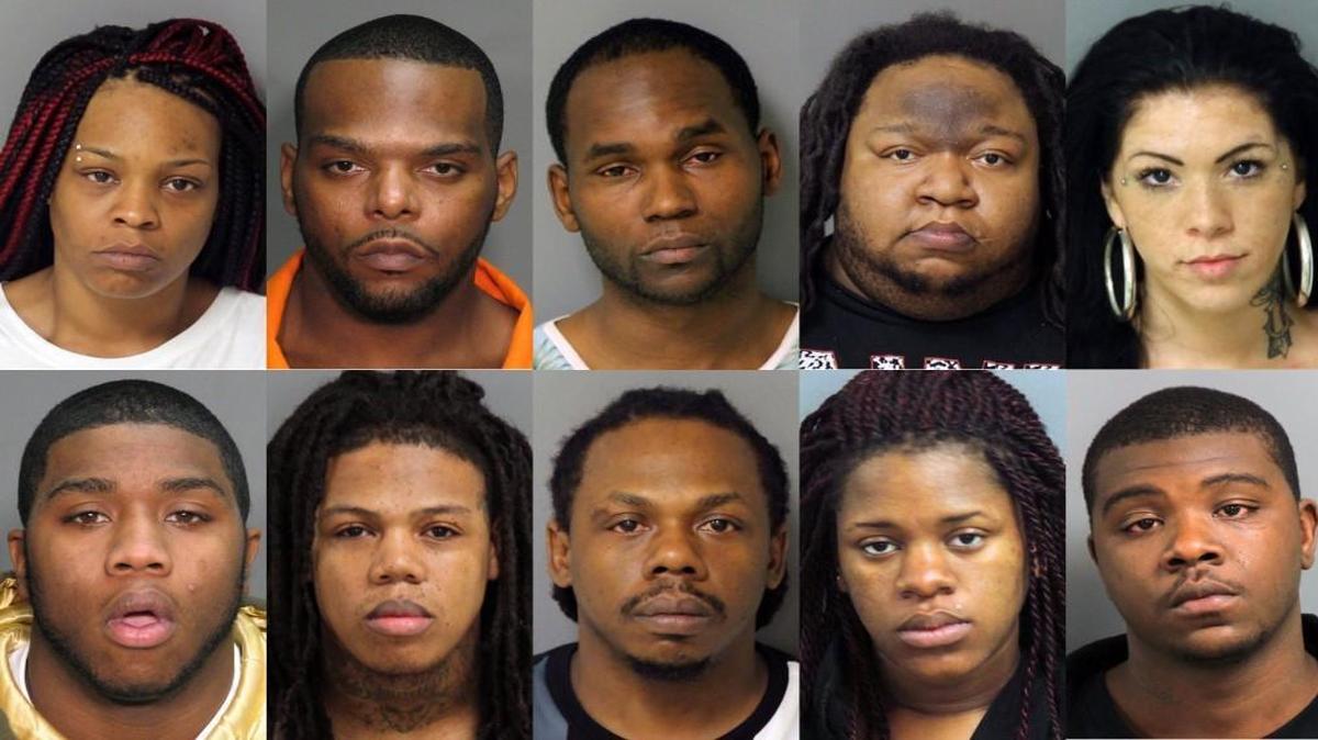 Federal prosecutors say 10 members of a violent street gang who operated near downtown Raleigh have been indicted on racketeering charges and other related offenses, including the murders of two rival gang members in 2008 and 2009. Local and federal authorities have accused the 10 of being members of the “Black Mob Gangstas/Donald Gee Family,” described by investigators as a Bloods street gang, according to the U.S. Department of Justice. Arrested were, clockwise from top left, Brenda Joyce Brown, also known as “Lady Banga,” 32; Demetrice Regus Devine, who is also known as “Respect,” 34; Dontaous Demond Devine, also known as “Scooch” and “Boochie,” 28; Christopher Darnell Evans, also known as “Racks” and “Snacks,” 27; Katherine Victoria Gast, also known as “Kat Snacks,” 25; Jamario Keon Jones, also known as “Spect Junior” and “Skeeno,” 24; Brandon Jowan Mangum, also known as “B-Easy,” 28; Cleveland McNair, also known as “Blee,” 33; Shaiona Marie Smith, also known as “Slyfox,” 22 and Demetrius Deshaun Toney, also known as “Meat,” 24.