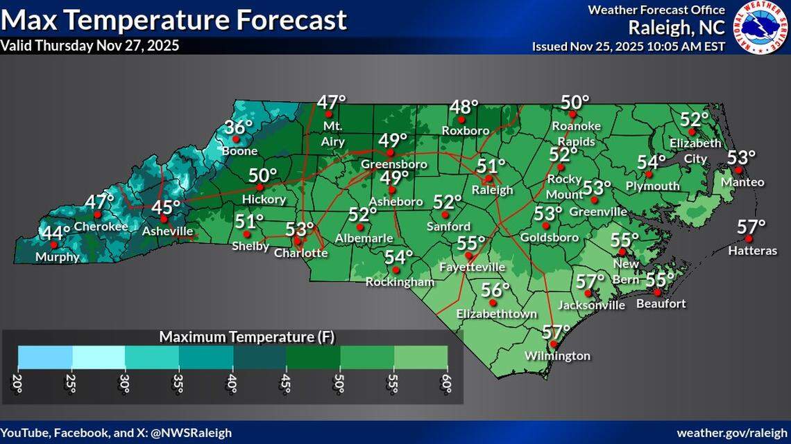 ‘Very cold’ weather expected Thanksgiving week in the Triangle. Latest forecast