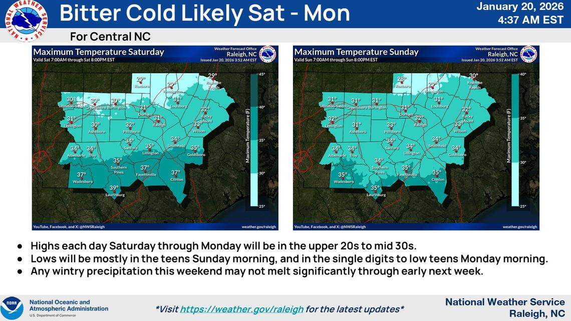 Below-freezing temperatures will make it easier for any wintry precipitation to accumulate.