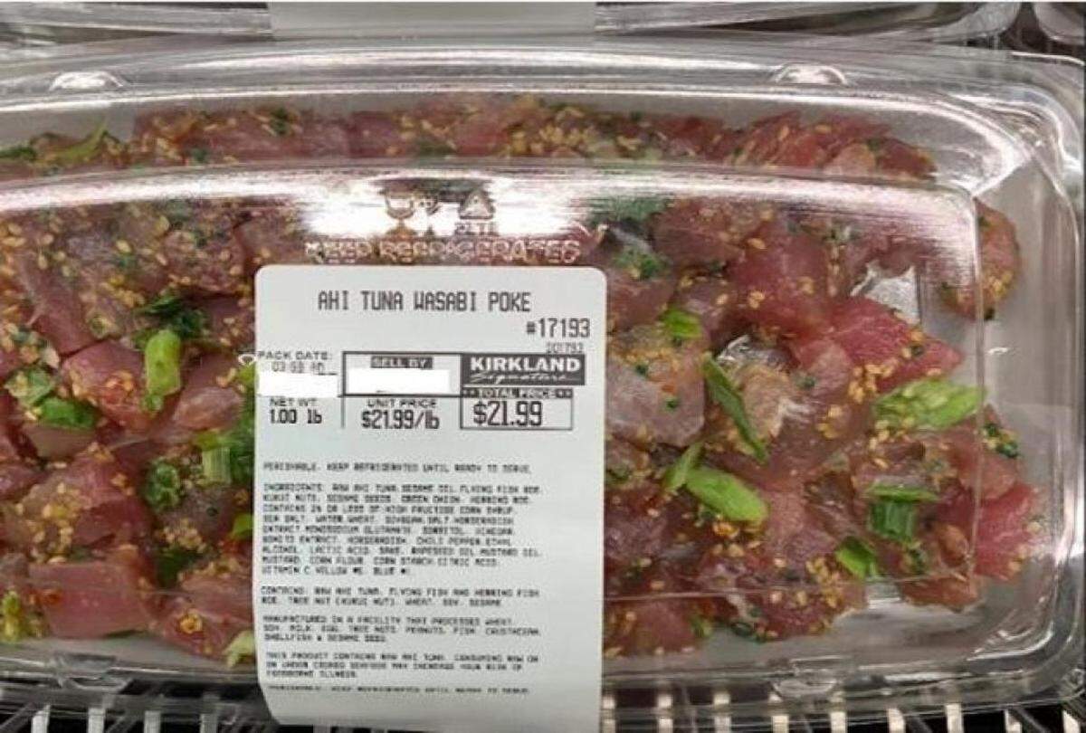 Ahi Tuna Wasabi Poke from Costco is being recalled due to potential listeria contamination.