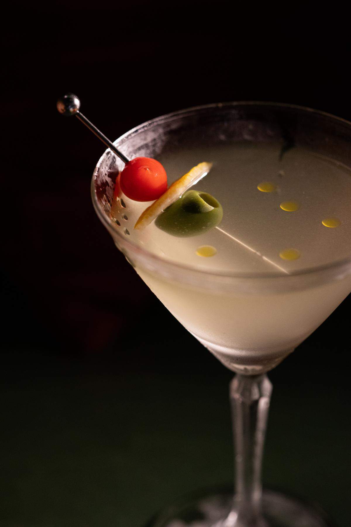 Mr. Henry makes its own olive brine for martinis with dill, giving it a savory quality.