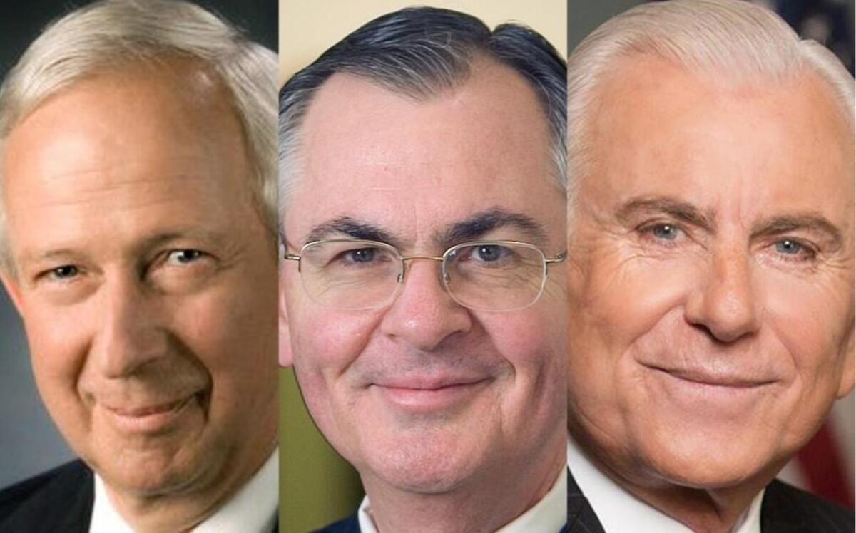 College presidents, from left, Duke's Brodhead, Wake Forest's Hatch and High Point's Qubein.