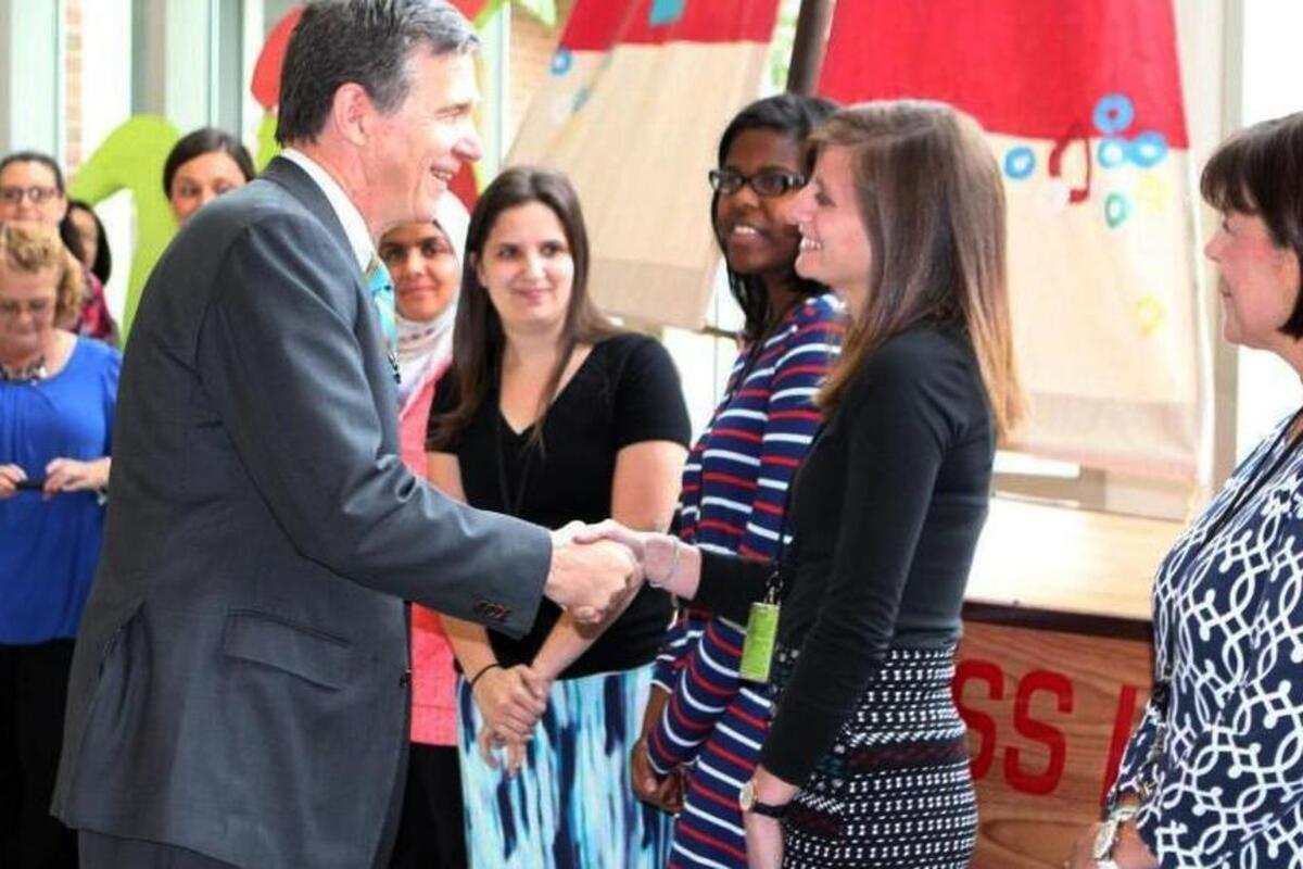 Governor Roy Cooper visited Combs Elementary School in Raleigh on May 9, 2017 in honor of Teacher Appreciation Day.