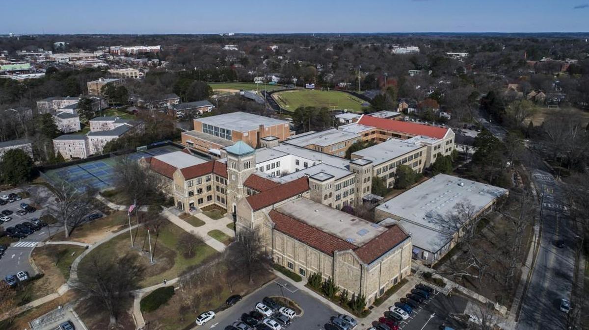 Aerial view of Broughton High School in Raleigh, N.C.