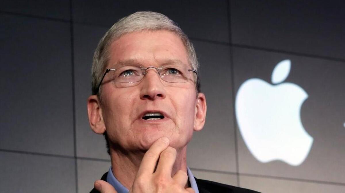 Apple CEO Tim Cook responds to a question during a news conference at IBM Watson headquarters, in New York in this 2015 file photo. (AP Photo/Richard Drew, File)