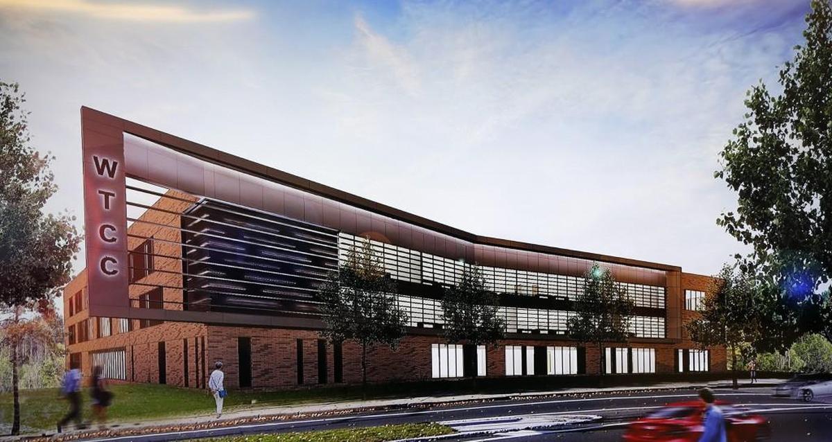 An artist’s rendering of a completed building at Wake Tech’s new RTP campus.