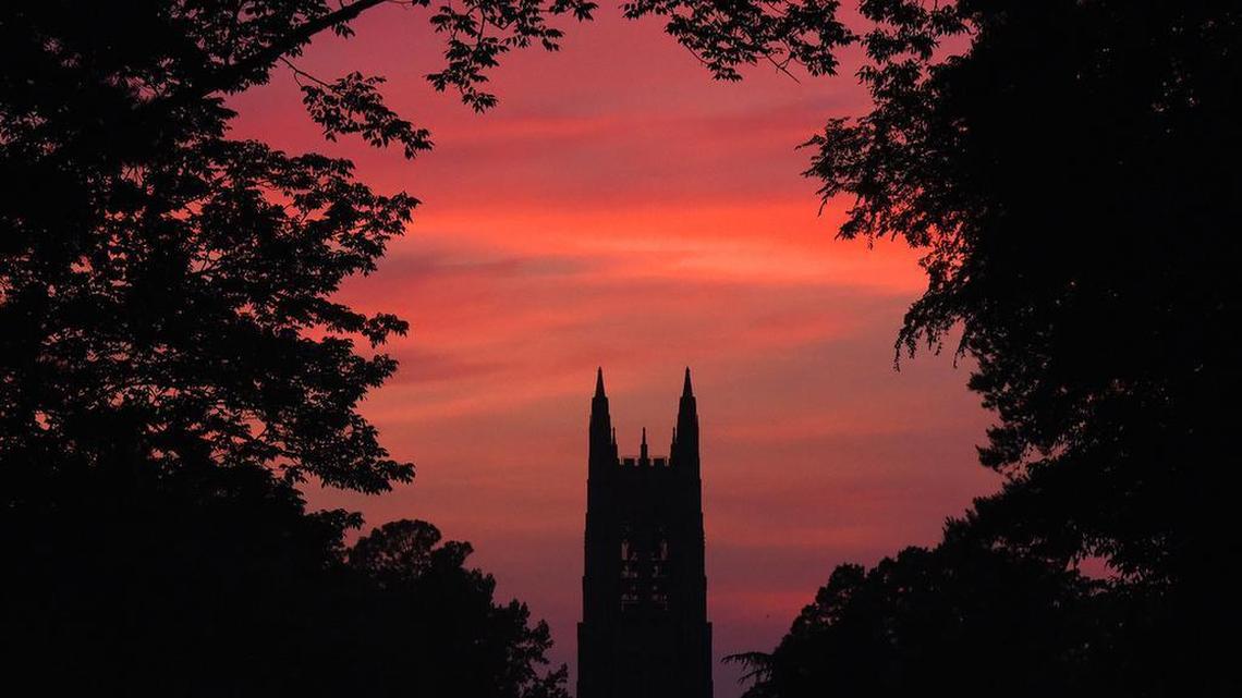 Concertgoers were given a spectacular sunset if they ventured near the Chapel as they left the Sarah P. Duke Gardens on the campus of Duke University in Durham, NC Wednesday, June10, 2015.