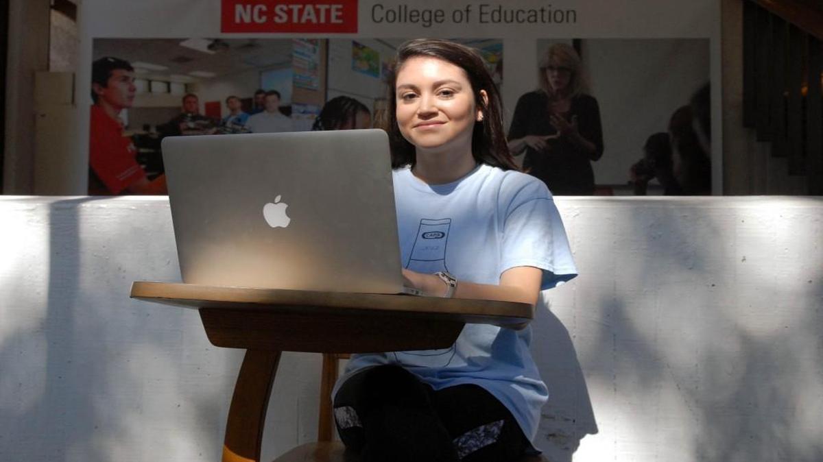 N.C. State junior Celeste Castillo, seen here studying on Oct. 4, 2017, inside the university’s Poe Hall, is a member of the first class of future educators to be considered for TIP Teaching Scholars Award Program. The award will pay 10 students up to $10,000 in exchange for a commitment to teach in rural North Carolina school districts for at least two years after graduation.