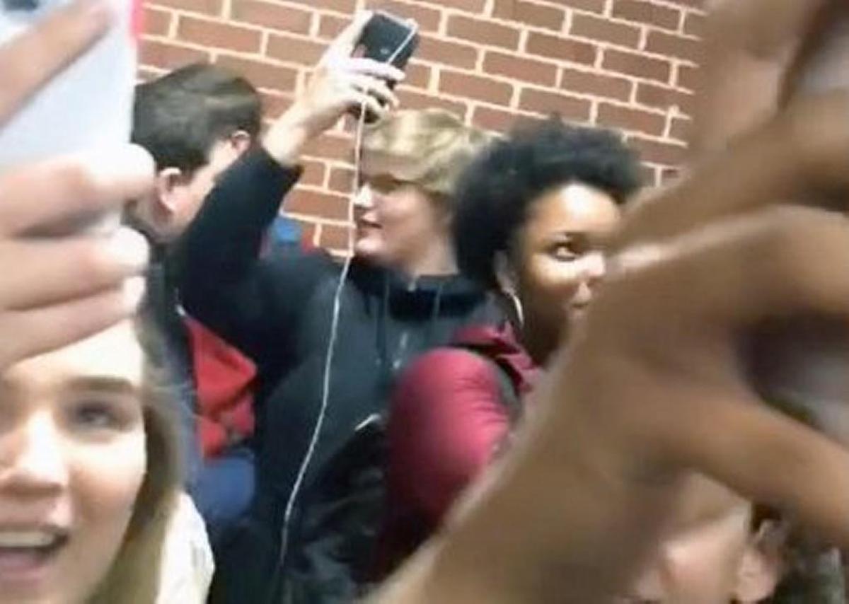 Wake Forest High School students chant “bring Micah back” during a rally for Micah Speed at the school Monday, March 6, 2017.
