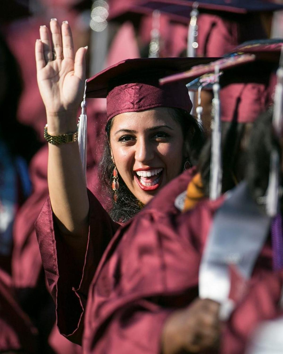 A happy graduate at the 127th Commencement Exercises at North Carolina Central University in Durham, N.C., Saturday, May 14, 2016.
