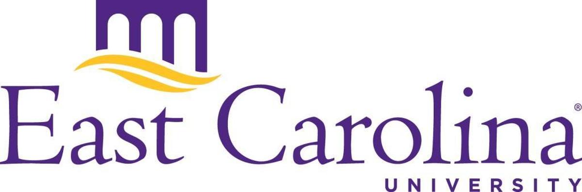 One of the East Carolina University logos being replaced as part of a rebranding August, 2017.