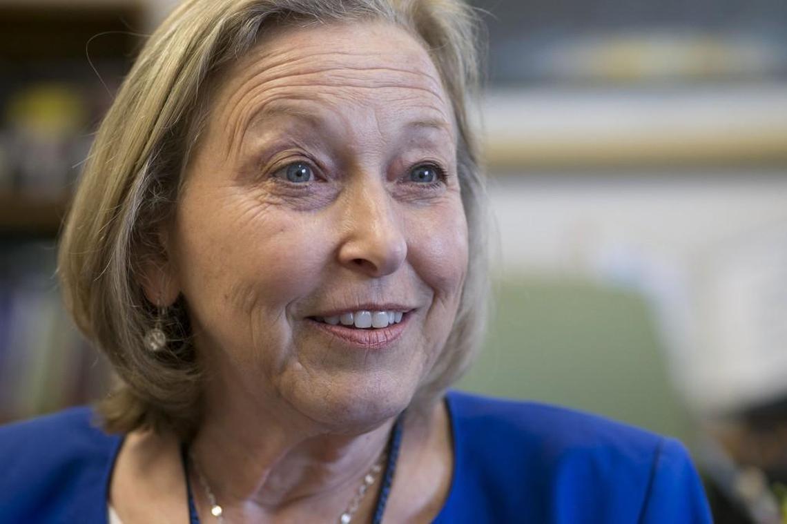 Panther Creek principal Dr. Camille Hedrick talks about the death of her husband James Hedrick, who was principal at Athens Drive High School during an interview at Panther Creek High School in Cary, N.C. on Tuesday, May 30, 2017. Camille Hedrick was named North Carolina PTA Principal of the Year in April.