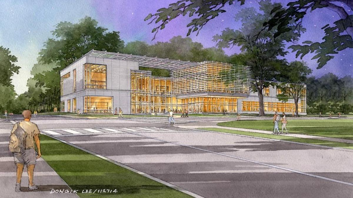 
Artist rendering of the proposed new arts center at Duke University.
