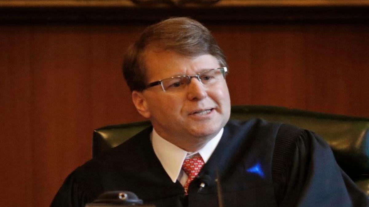 
Mark D. Martin speaks to the North Carolina Supreme Court after being sworn in as chief justice on January 5, 2015. The court ruled on July 23 that North Carolina can use public tax dollars to help children attend private and religious schools.
