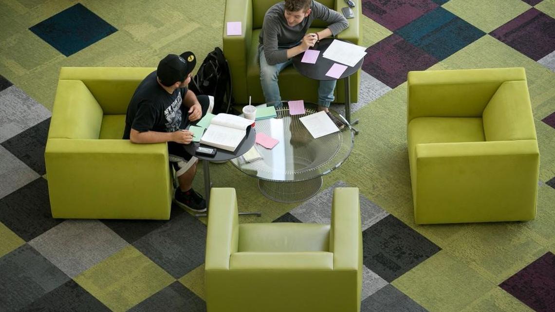 Jay Gonzalez, left, and Michael Atkins study together for the bar exam at the Hunt Library at N.C. State University on Wednesday, June 29, 2016 in Raleigh.