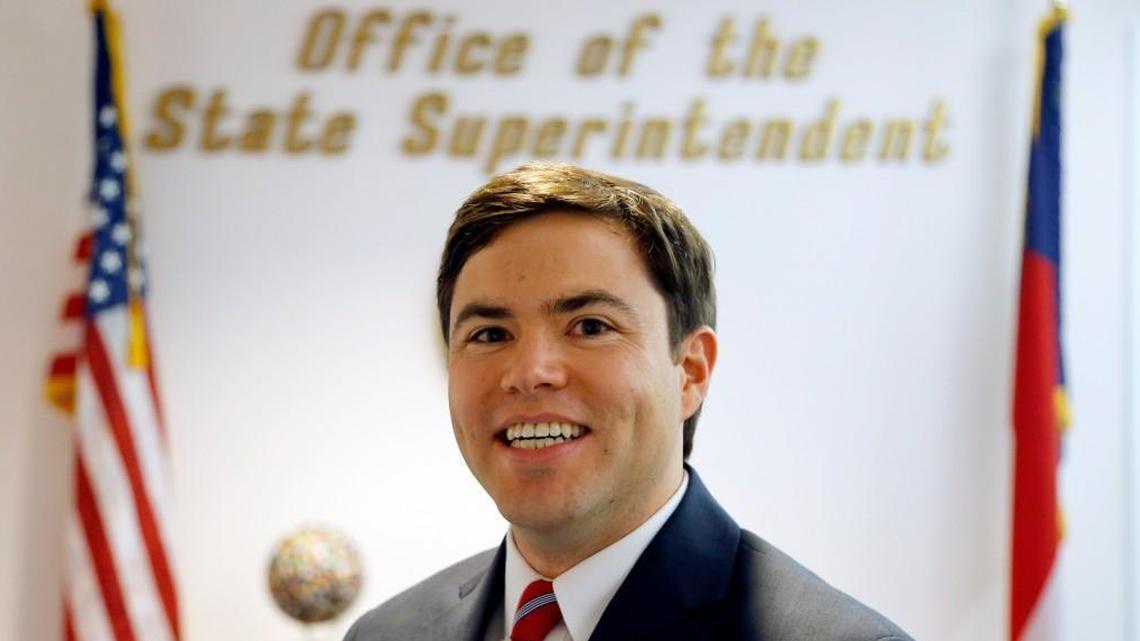 N.C. Superintendent of Public Instruction Mark Johnson talks about charter schools at his office in Raleigh, NC on Feb. 8, 2017.