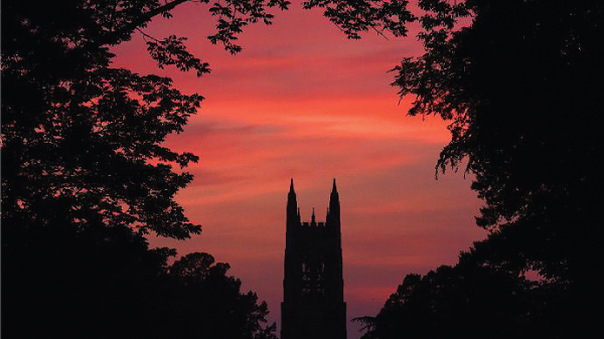 Sunset over Duke Chapel. Photo from N&O archives.