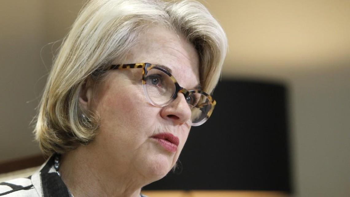 UNC system President Margaret Spellings is seen here in her office in Chapel Hill, NC on March 1, 2017.