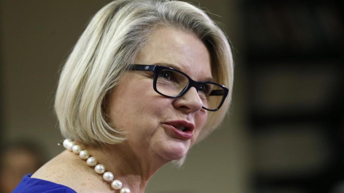 Margaret Spellings talks during a press conference after she was elected president of the University of North Carolina system during a meeting of the UNC Board of Governors at the Spangler Center in Chapel Hill.