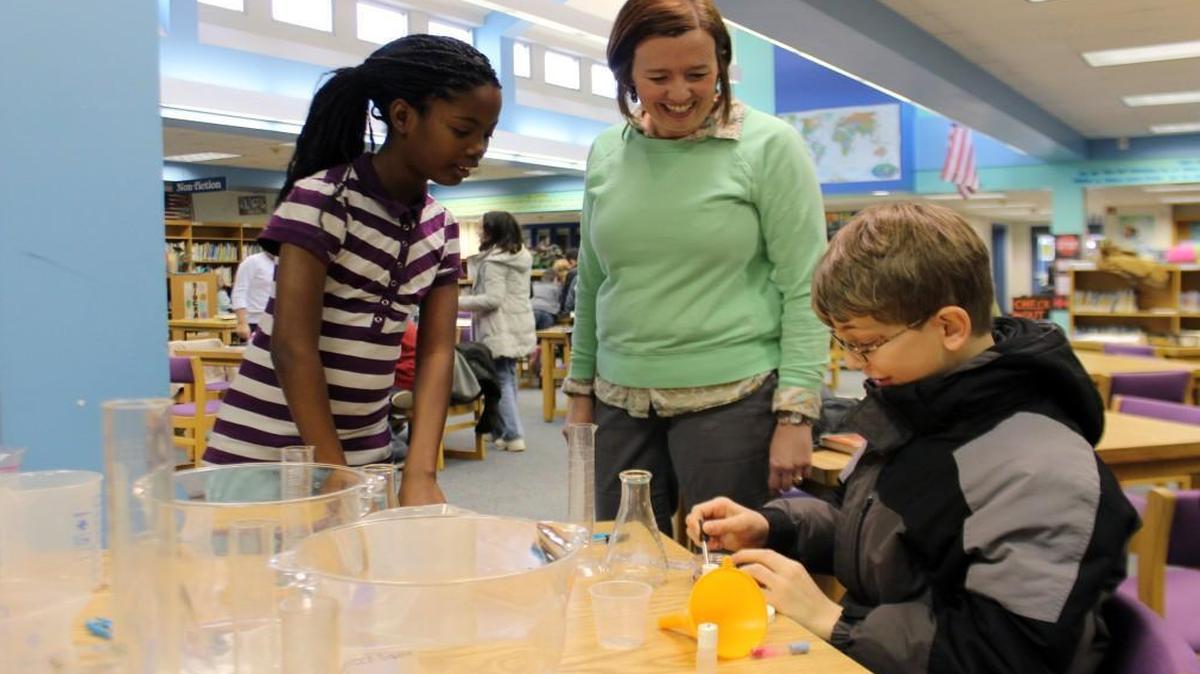 Lincoln Heights Elementary fifth-grader Christian Bridgman shows off the pink goop he made for filming a commercial to advertise the Fuquay-Varina school’s STEM program in this 2014 file photo. Wake County school administrators will recommend that Lincoln Heights receive a magnet theme called “environmental connections.”