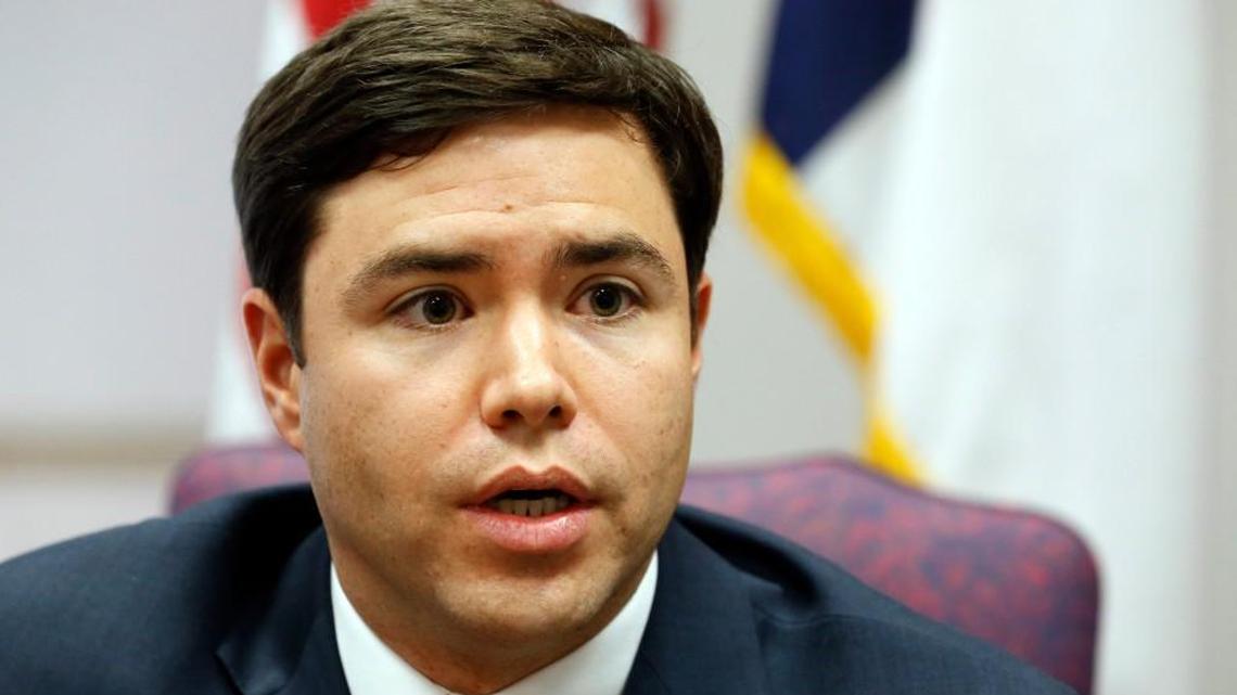 N.C. State Superintendent of Public Instruction Mark Johnson talks about charter schools at his office in Raleigh, NC on Feb. 8, 2017. The N.C. Supreme Court has agreed to hear a lawsuit challenging a state law that transfers power from the State Board of Education to Johnson.