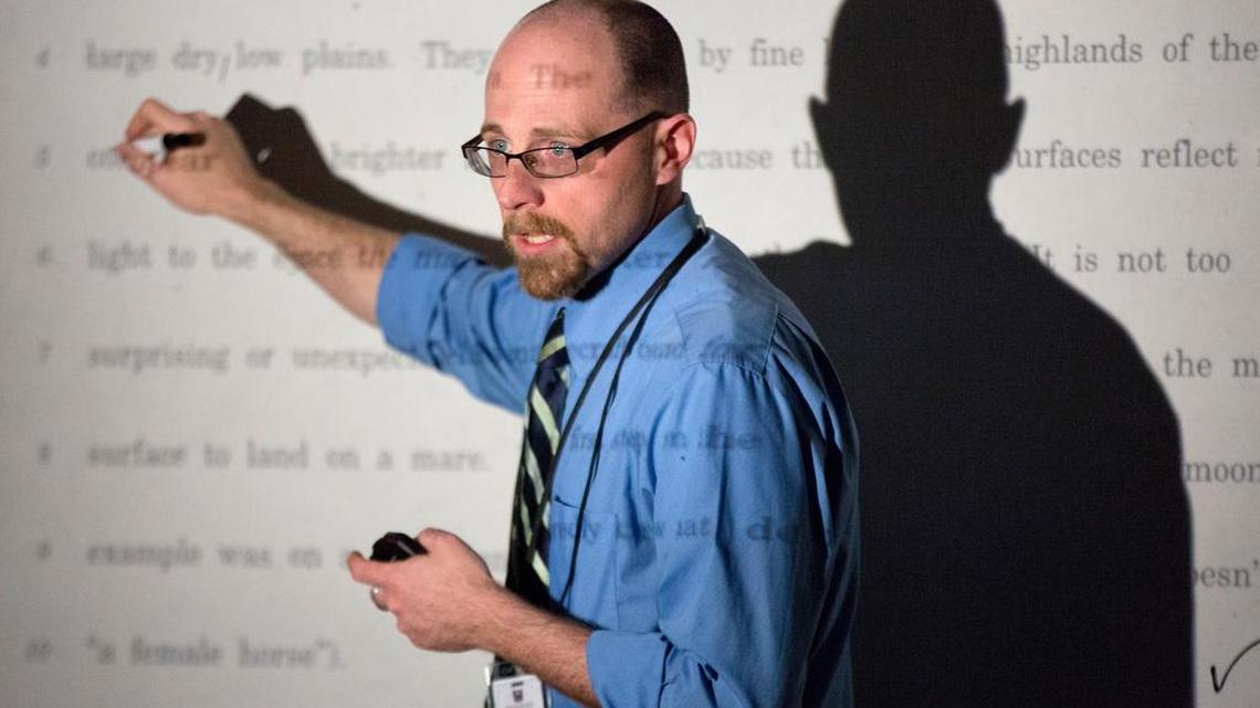 Matthew Scialdone, an English teacher at Middle Creek High School, teaches his first class of the day in this 2015 file photo. He’s one of 2,745 Wake County teachers who have received certification from the National Board For Professional Teaching Standards.