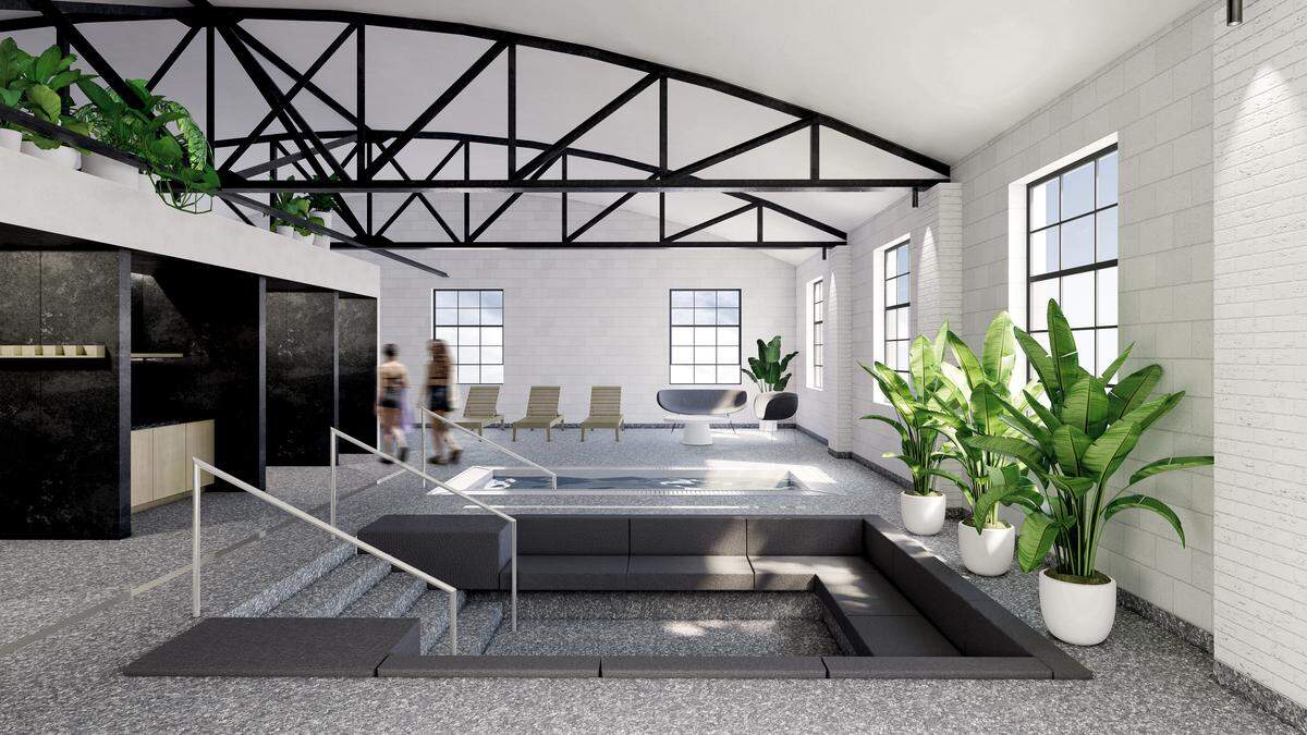 This rendering shows what Raleigh’s new Sauna House will look like.