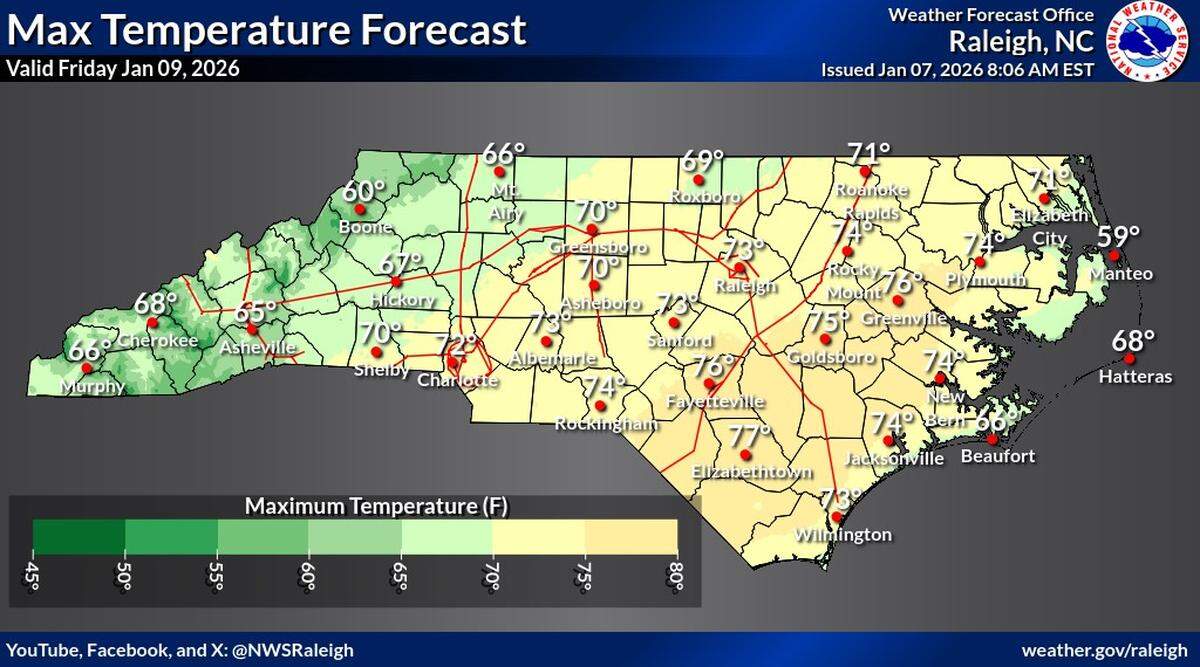 Temperatures in Raleigh could reach record high levels this week.