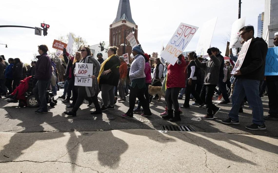 Thousands marched through downtown Raleigh to Halifax Mall on Saturday, March 24, 2018, to honor victims of gun violence and school shootings and to demand common-sense gun legislation.