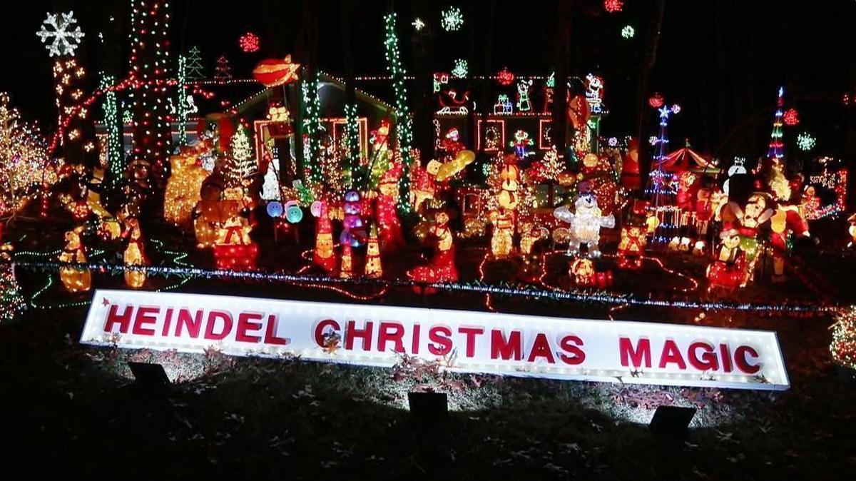 Lights and decorations fill the yard at Heindel Christmas Magic at 8501 Sleepy Creek Drive in North Raleigh.