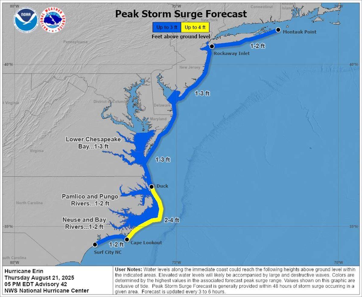 Hurricane Erin continues to move away from North Carolina, but coastal officials are urging people to stay out of the water, as dangerous conditions are expected.
