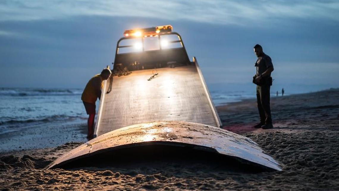 A photo of the object that washed ashore in Hatteras, N.C. Monday, Oct. 9, 2017.