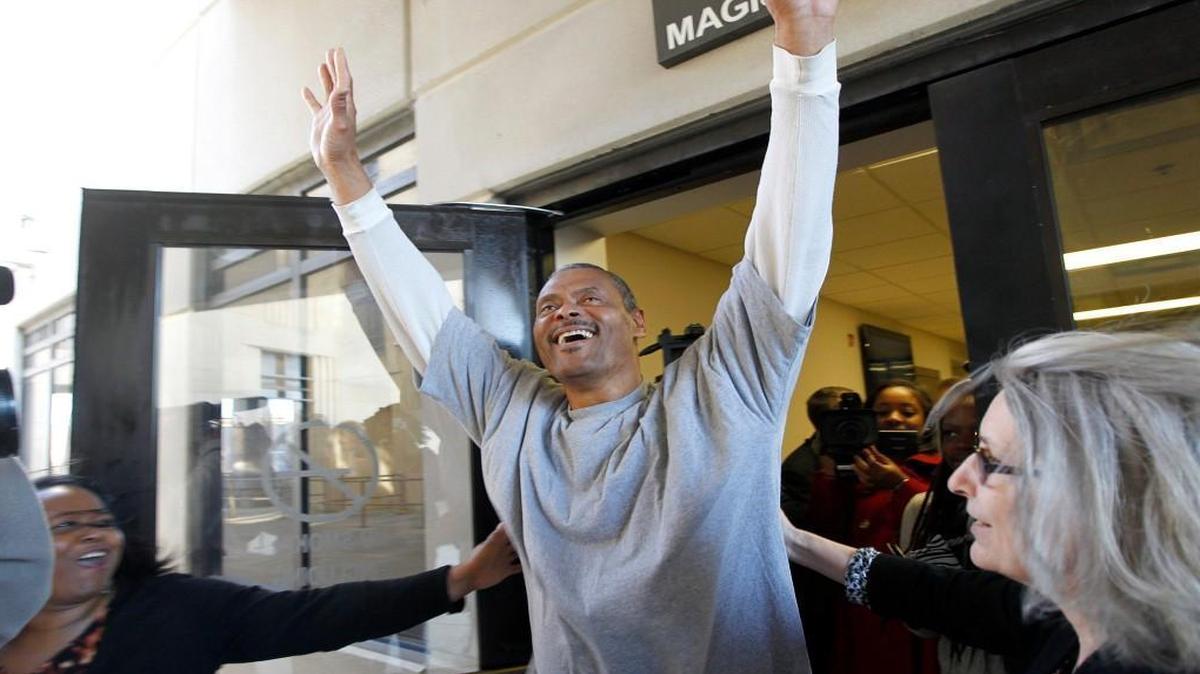 Howard Dudley walks out of the Lenoir County jail a free man after he was released from prison by Superior Court Judge Douglas Parson on March 2.