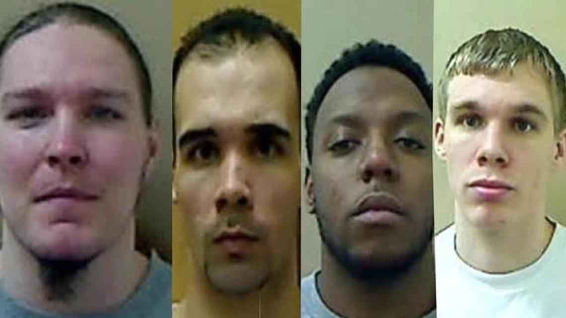 These are the inmates charged in the deadly attacks at Pasquotank Correctional Institution. From left to right: Jonathan Monk, Seth Frazier, Wisezah Buckman and Mikel Brady.