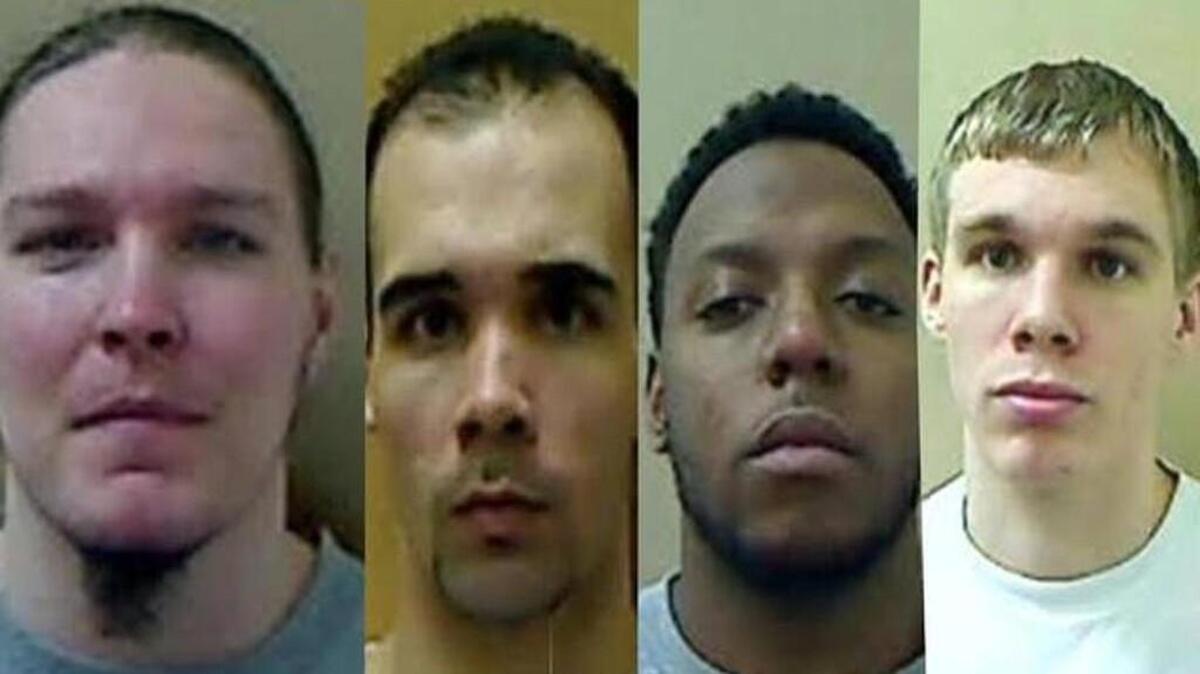 These are the inmates charged in the deadly attacks at Pasquotank Correctional Institution. From left to right: Jonathan Monk, Seth Frazier, Wisezah Buckman and Mikel Brady.