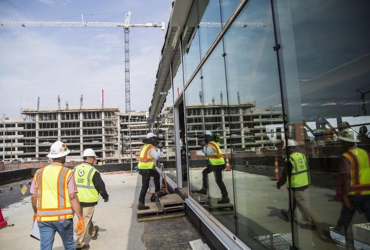 Local dignitaries and media tour Raleigh's Union Station, a transportation hub under construction in the warehouse district, Tuesday, May 9, 2017.
