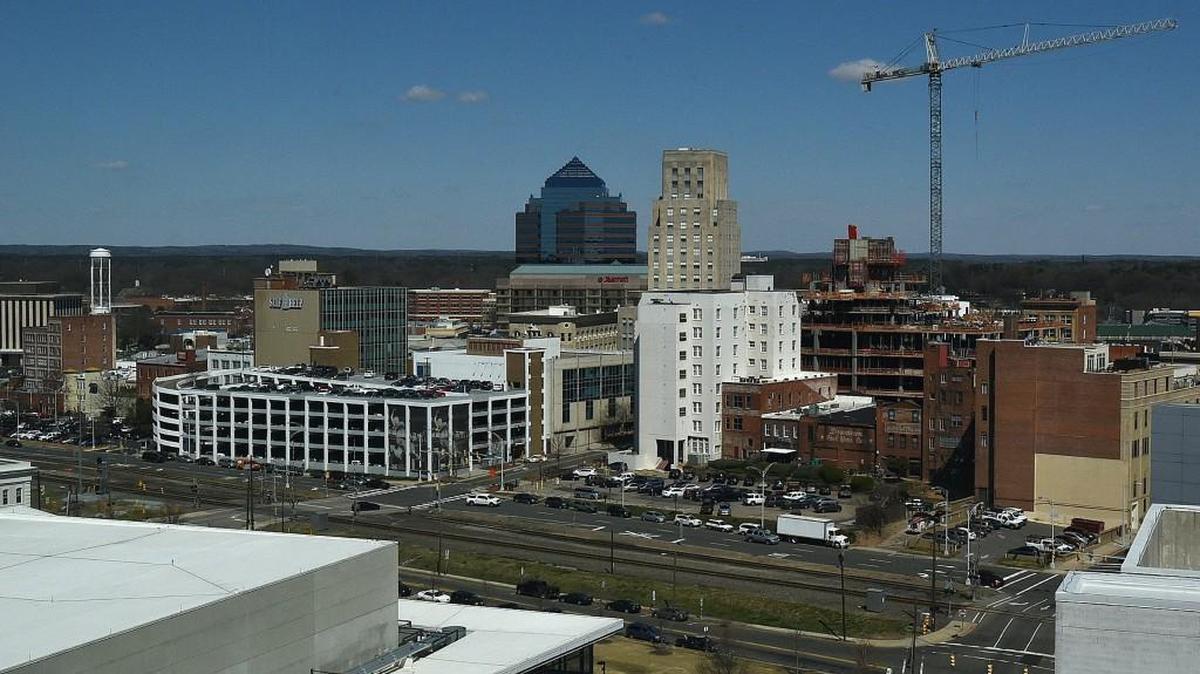 The skyline of Durham, which Vogue magazine recently dubbed North Carolina’s “hippest” city, changes day to day. Here is a view from the 9th floor of the Durham County Courthouse shot on March 15.