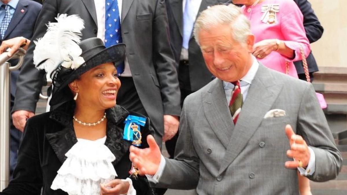 Peaches Golding with Charles, Prince of Wales, during her tenure as High Sheriff of Bristol.