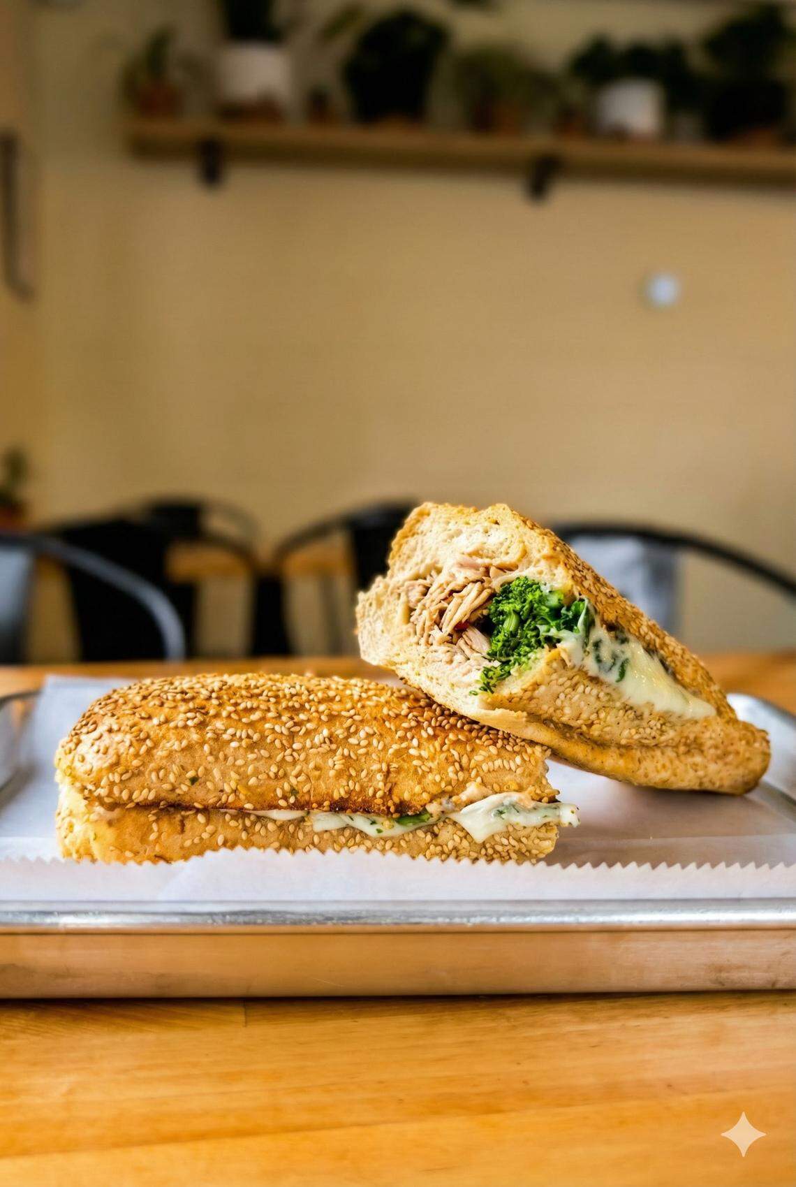 Durham’s Hops & Flower serves both hot and cold hero sandwiches for lunch and dinner.