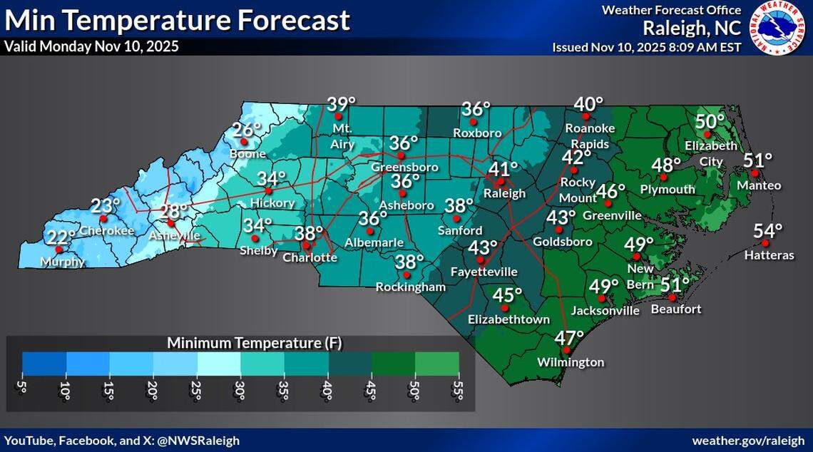 There’s a chance of snow in the Triangle overnight Monday, Nov. 10, along with an Arctic cold front.