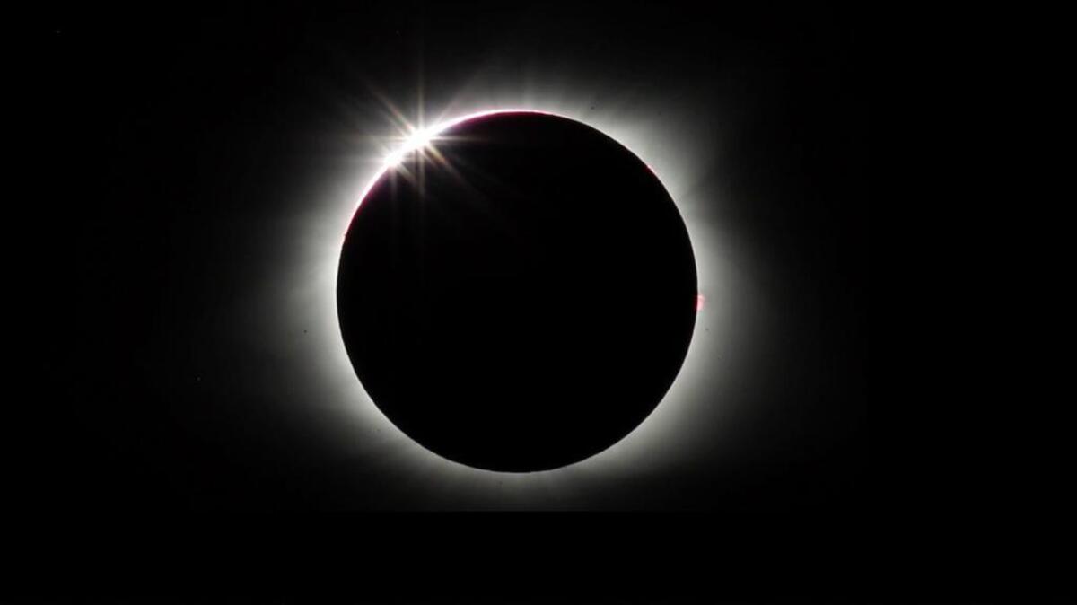 The solar eclipse nears totality as seen from Cherokee, NC on Monday, Aug. 12, 2017.