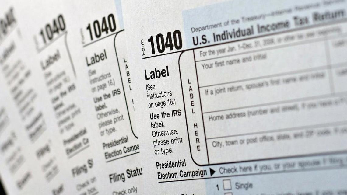 U.S. Individual Income Tax Return form 1040's are displayed for a photograph in Philadelphia, Pennsylvania, Thursday, March 29, 2007.